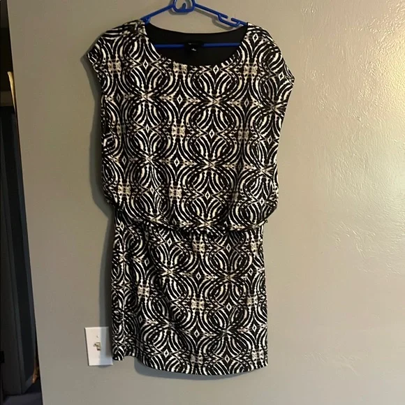 AB Studio Black and White Sheath Mini Dress